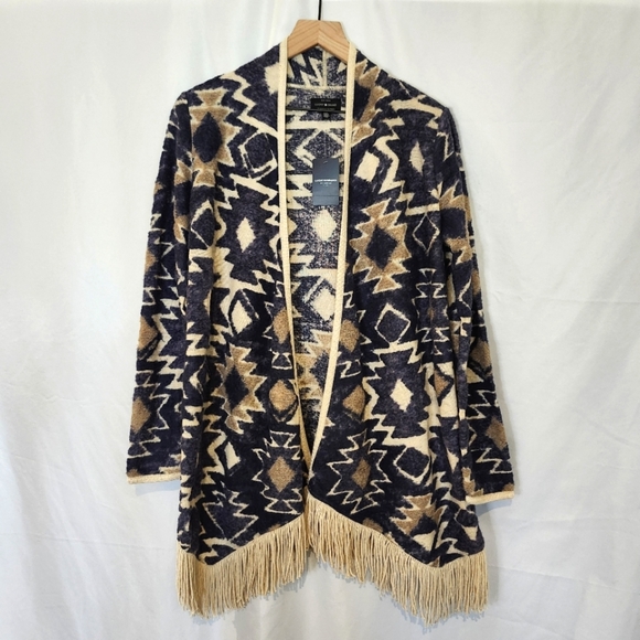 Lucky Brand NWT Women's Aztec Knit Cardigan Size L Southwest Cowgirl Western‎ - Picture 1 of 8